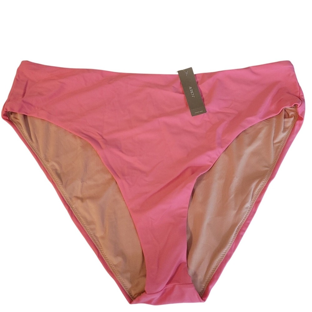 JCrew High-Waisted Bikini Bottom‎ Swim Womens Size 2X Pink Beach Poolside Summer